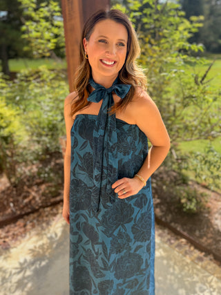 Navy Blooms Maxi Dress