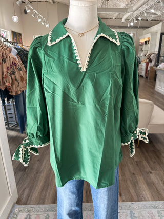 Pine Sweet Stitch Poplin Blouse