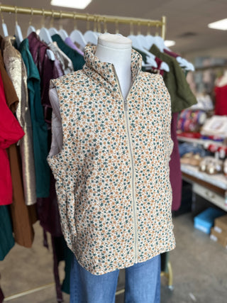 Autumn Ditsy Floral Zip Vest
