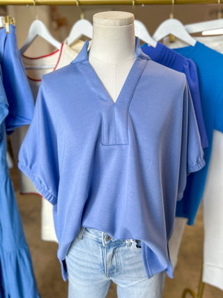 Chambray Easy Charm Short Sleeve Top