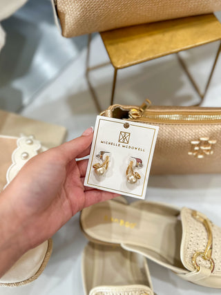 Lena Pearl & Gold Stud Earrings