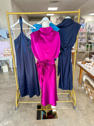 Plum A Night to Remember Tie Waist Midi Dress