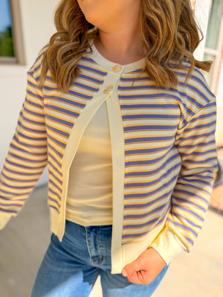 Purple & Gold Stripe Cardigan