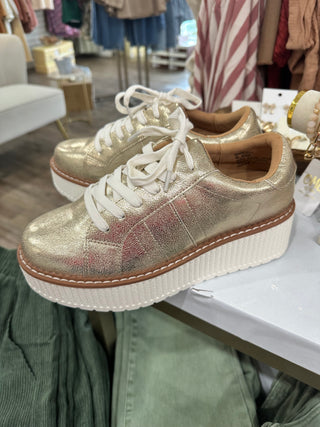 Marcelle Dressed to the Nines Gold Metallic Platform Sneaker