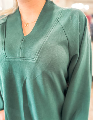 Hunter Green Laid Back Luxe Long Sleeve Top