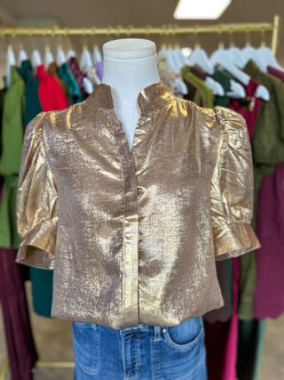 Gold Metallic Statement Blouse