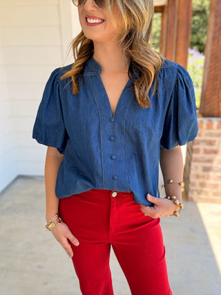 Dark Denim Blue Jean Baby Short Sleeve Top