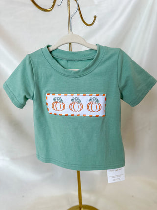 Boys Green Pumpkin Stitched Shirt