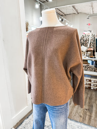 Mocha Fall Fashion Favorite Front Seam Sweater