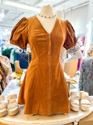 Camel Autumn Ember Zip Mini Dress