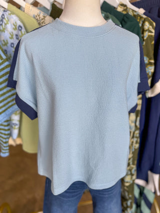 Blue Fog/Navy Oh So Easy Cloudy Knit Top