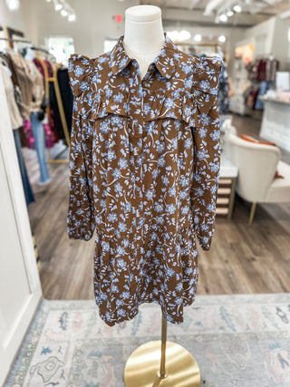 Mocha Blossom Mini Dress