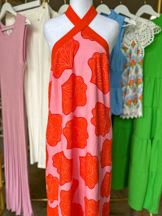 Pink Seashell Daydream Halter Top Midi Dress