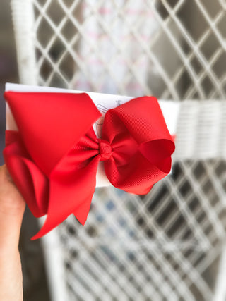 Red Classic Grosgrain Satin Headband Bow