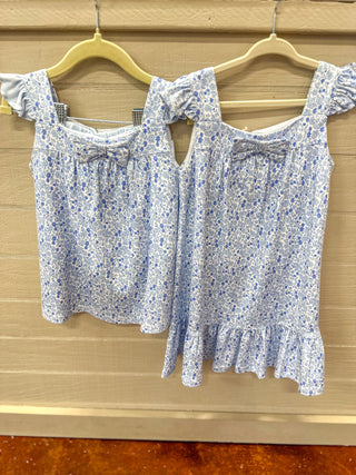 Blue Tiny Flowers Tee and Short Set