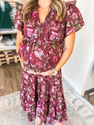 Burgundy Fall Fling MIDI Dress