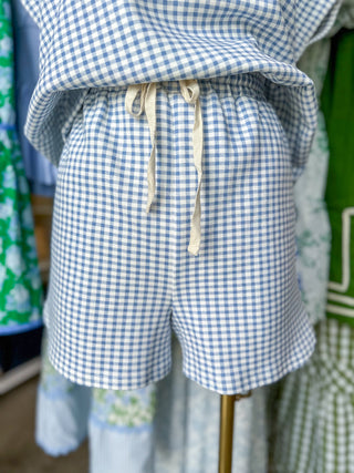Blue On Repeat Gingham Shorts Set