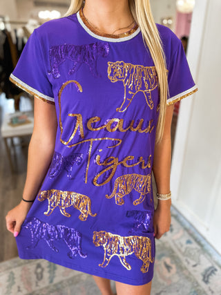 PRE-ORDER: Tiger Strut Sequin Varsity Accents Dress