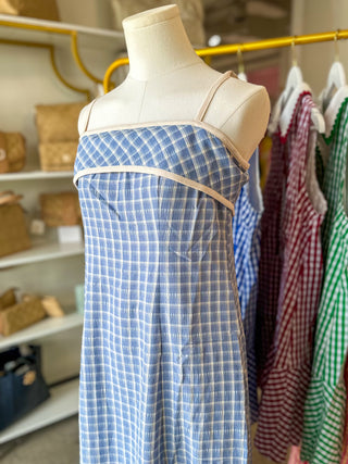 Chambray Coastal Check Maxi Dress