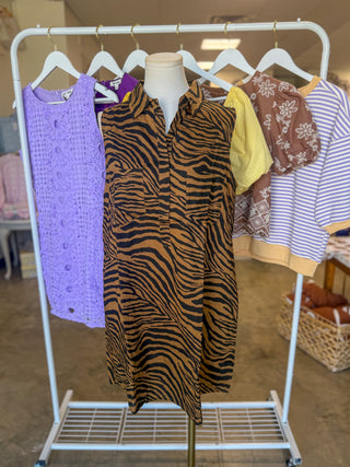 Tiger Town Stripe Button Down Mini Dress