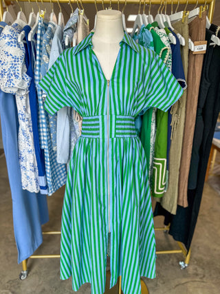 Green Sweet on You Stripe Midi Dress
