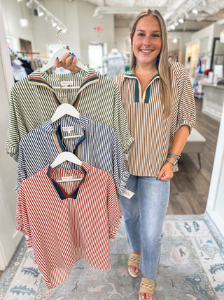 Caramel Sophisticated Stripes Top