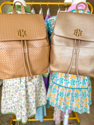 Woven Tan Bennett Backpack | Caroline Hill