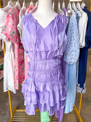 Soft Shine Lilac Ruffle Mini Dress