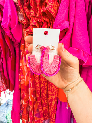 Hot Pink Beaded Earrings