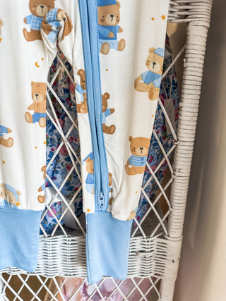 Blue Teddy Bears 2 Way Zipper Romper