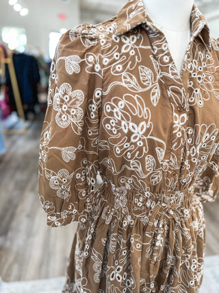 Brown Blossom Belle Mini Dress
