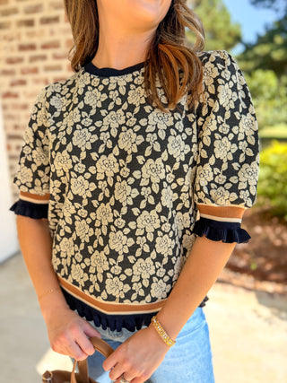 Midnight Garden Ruffle Night Top