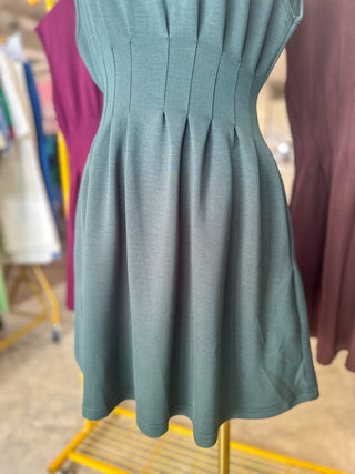 Forest Green Weekend Win Pleated Mini Dress