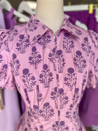 Lavender Feilds Bubble Zip Mini Dress