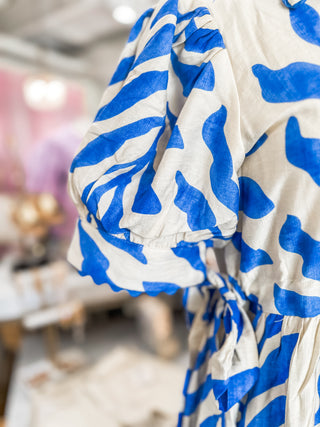Blue Forget-Me-Not Botanical Midi Dress