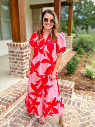Pink Bold Bloom Midi Dress