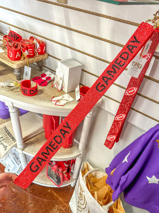 Red & Black Gameday Crystal Bag Strap