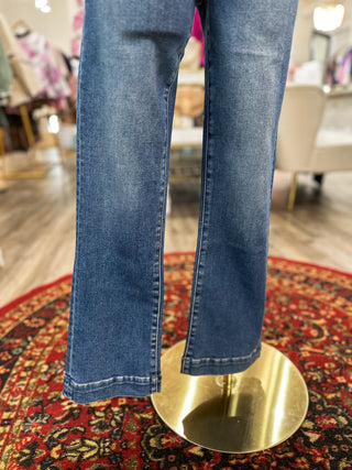 Laurie Dark Wash High Rise Trouser Hem Crop Jeans