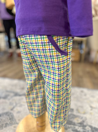 Mardi Gras Plaid Pants Set - OMG Custom