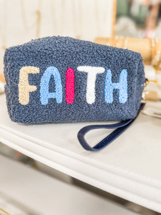 Faith Navy Fuzzy Sip Up Petite Bag