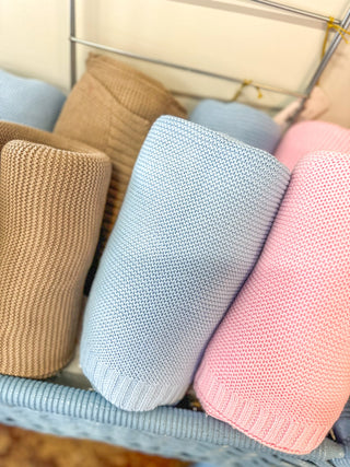 Soft Blue Cotton Nap Time Blanket