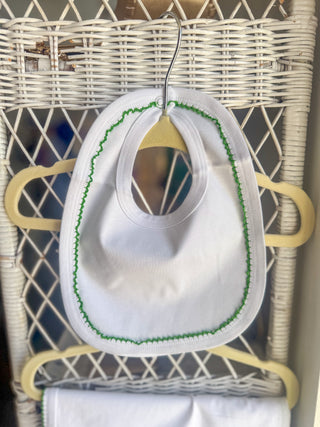 Green Picot Trim Newborn Bib