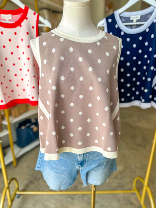 Sand Classic Dot Knit Tank