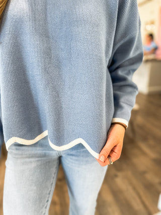 Blue/Cream Everyday Edge Sweater