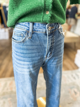 Alison MEDIUM Wash Mid Rise Super Soft Crop Flare - VERVET