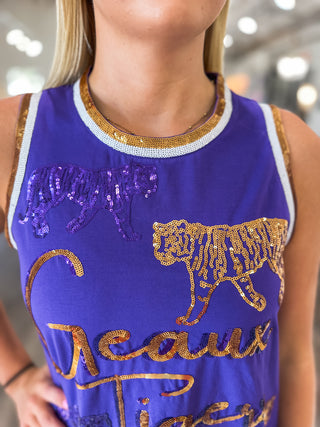 PRE-ORDER: Tiger Strut Sequin Varsity Accents Tank Top