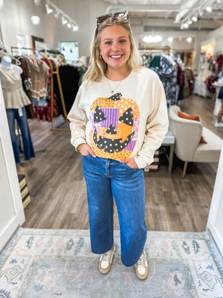 Patchwork Jack O Lantern Sweatshirt