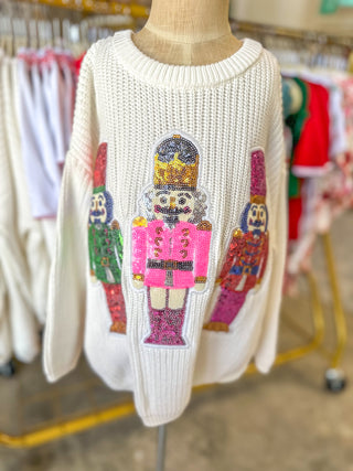 Winter Christmas Girls Character Sequins Pullover Sweater