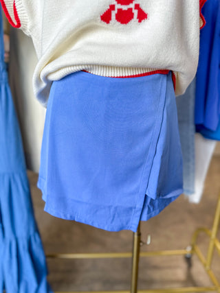 Cornflower Blue Tailored Mini Skort