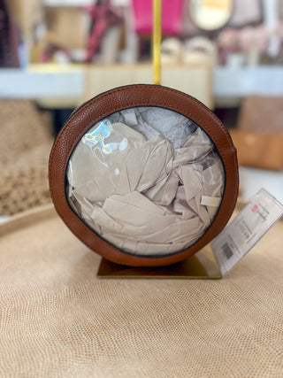 Brown Accented Clear Circular Stadium Crossbody Bag